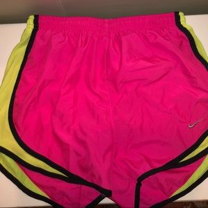 DRI-FIT Pink and Yellow Nike Athletic Shorts - Size Small